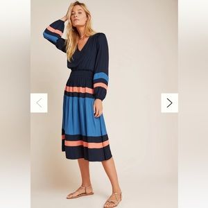 Anthropologie Current Air Aidy Colorblocked Midi Dress